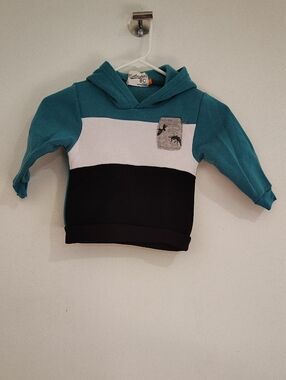 BC Kids Teal, White & Black Hooded Colorblock Sweatshirt